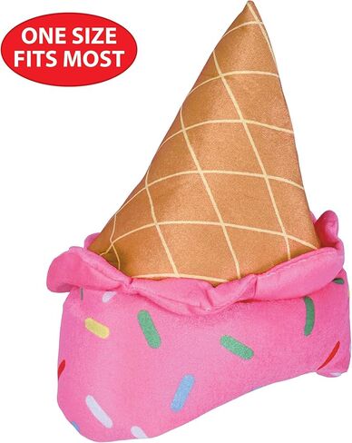 Beistle Plush Ice Cream Cone Hat – Fun Food-Themed Costume Accessory for Parties, Festivals & Events, Design with Pink Scoop and Sprinkles, Wearable Photo Prop, Novelty Summer Celebration Headwear in Saudi Arabia