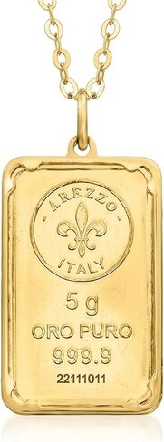 Ross-Simons Italian 24kt Yellow Gold Fleur-De-Lis 5-Gram Ingot Pendant Necklace With 14kt Gold Frame in Saudi Arabia