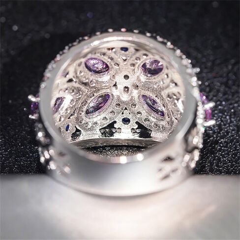 Graceful Lady's Ring with Bright Colorful Zirconia Dainty Finger Jewelry for Engagement Party in Saudi Arabia