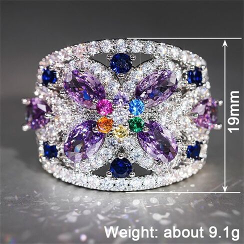 Graceful Lady's Ring with Bright Colorful Zirconia Dainty Finger Jewelry for Engagement Party in Saudi Arabia