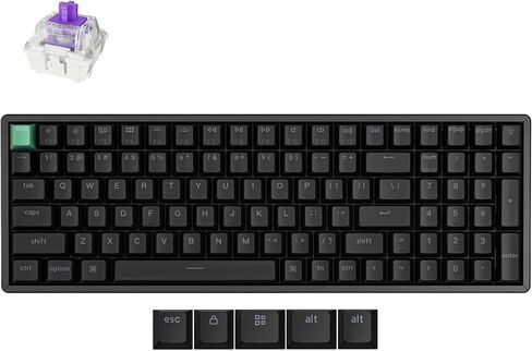 Keychron K4 HE 96% Wireless Hall Effect Keyboard with Number Pad, Rapid Trigger Magnetic Switches, QMK Launcher, 2.4GHz/Bluetooth/Wired, Mac & Windows, Wood Accent Frame, Black (Non-Shine-Through) in Saudi Arabia