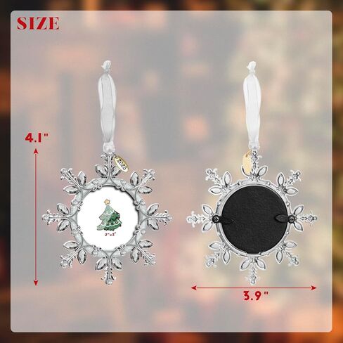 Mulumu 2025 Christmas Tree Ornament Snowflake Picture Frame Metal Hanging Pendant Holiday 2" Photo Frame Charm Decorative of Pets, Baby First Christmas, Family (White，2025) in Saudi Arabia