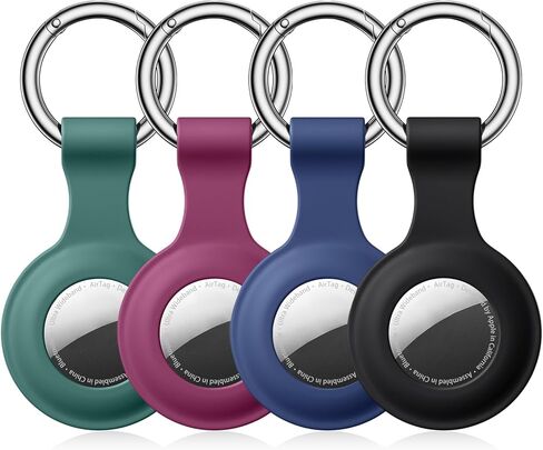 Compatible with Apple AirTag Holder Keychain 4 Pack Waterproof Silicone Case with Metal Key Ring, for AirTag Case Cover for Pets/Luggage/Backpacks (Multicolor) in Kuwait