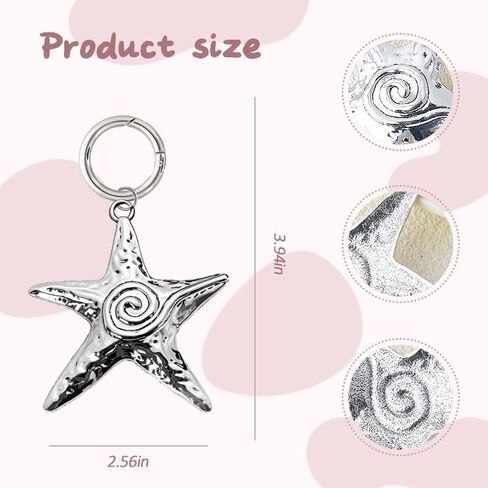 Ocean Starfish Keychain Accessories Y2k Charms for Purse Beach Bag Charms for Handbags Bag Starfish Charm Silver Keyring for Car Keys Beach Themed Keychains for Women Men Sea Lover Birthday Gift Ideas in Saudi Arabia