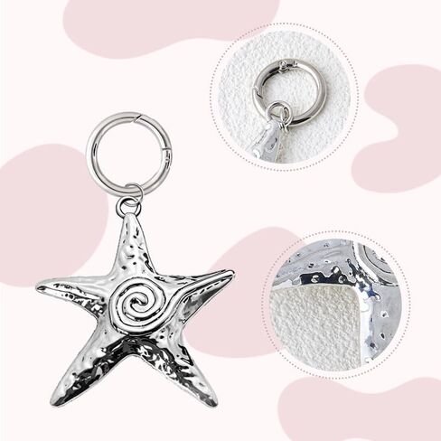 Ocean Starfish Keychain Accessories Y2k Charms for Purse Beach Bag Charms for Handbags Bag Starfish Charm Silver Keyring for Car Keys Beach Themed Keychains for Women Men Sea Lover Birthday Gift Ideas in Saudi Arabia