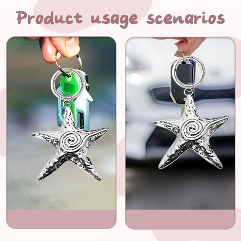 Ocean Starfish Keychain Accessories Y2k Charms for Purse Beach Bag Charms for Handbags Bag Starfish Charm Silver Keyring for Car Keys Beach Themed Keychains for Women Men Sea Lover Birthday Gift Ideas in Saudi Arabia