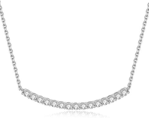 JewelryPalace Round Cut Moissanite Bar Collar Pendant Necklace for Women, 14K White Yellow Rose Gold Plated 925 Sterling Silver Necklaces for Her, Simulated Diamond 18 Inches Chain VVS D-F in Saudi Arabia