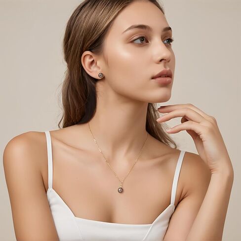 Genuine Tahitian Black Pearl Necklace for Women, 9-12mm AAAAA Handpicked Natural Black Pearl Pendant with 18K White Gold Plated Sterling Silver Chain, Luxury Jewelry Birthday Gifts for Wife, Women, Mother, Girlfriend, Anniversary, Valentines, Mothers Day in Saudi Arabia