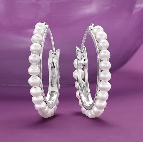 Ross-Simons 3-3.5mm Cultured Pearl Hoop Earrings in Saudi Arabia