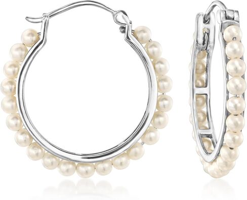 Ross-Simons 3-3.5mm Cultured Pearl Hoop Earrings in Saudi Arabia