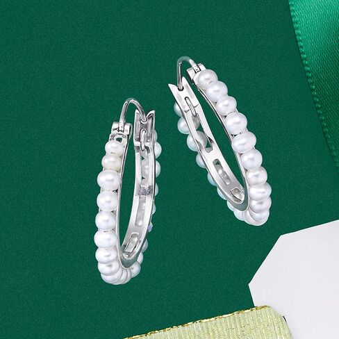 Ross-Simons 3-3.5mm Cultured Pearl Hoop Earrings in Saudi Arabia