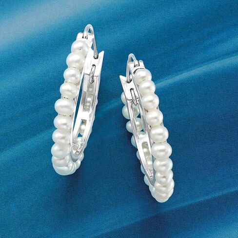 Ross-Simons 3-3.5mm Cultured Pearl Hoop Earrings in Saudi Arabia