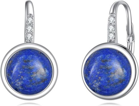 Lapis Lazuli Sterling Silver Leverback Hoop Earrings Small Lapis Lazuli Earrings Jewelry Gifts for Women in Saudi Arabia