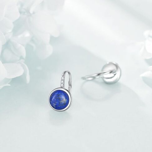 Lapis Lazuli Sterling Silver Leverback Hoop Earrings Small Lapis Lazuli Earrings Jewelry Gifts for Women in Saudi Arabia