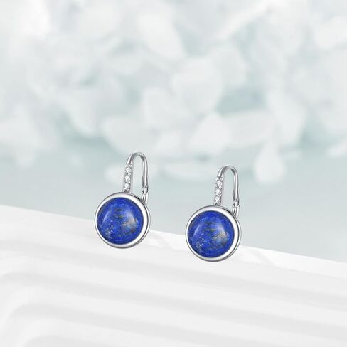 Lapis Lazuli Sterling Silver Leverback Hoop Earrings Small Lapis Lazuli Earrings Jewelry Gifts for Women in Saudi Arabia