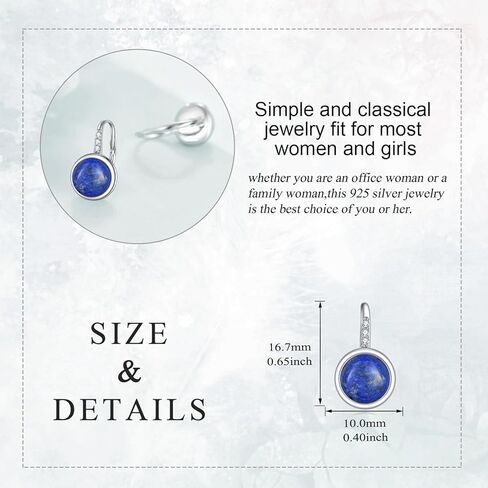 Lapis Lazuli Sterling Silver Leverback Hoop Earrings Small Lapis Lazuli Earrings Jewelry Gifts for Women in Saudi Arabia
