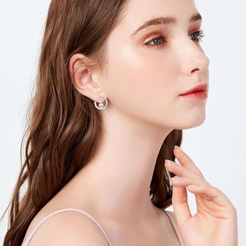 KVGOGO 6mm Round White Pearl with Shining Moissanite Silver Hoop Earrings for Woman Classic and Elegant Jewelry in Saudi Arabia
