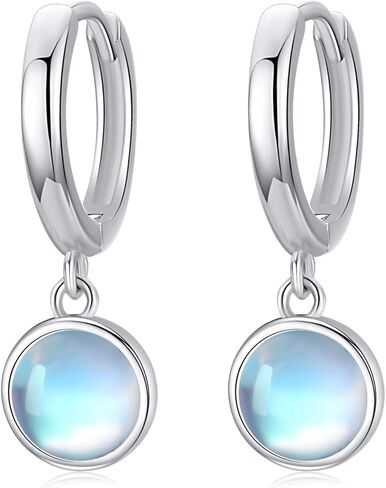 Cuoka 925 Sterling Silver Small Moonstone Malachite Moss Agate Hoop Dangle Drop Earrings Jewelry for Women with Gifts Box in Saudi Arabia