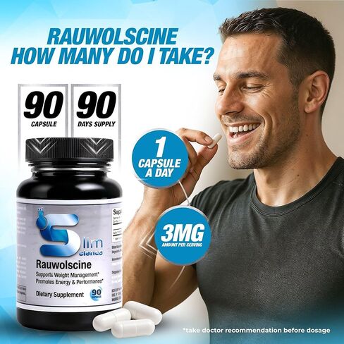 Slim Science Rauwolscine Yohimbine HCL Dietary Supplement - 3mg Per Capsule, 90 Capsules Once a Day | Supports Energy, Focus, Performance and Healthy Metabolism in Saudi Arabia