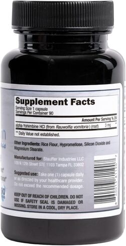Slim Science Rauwolscine Yohimbine HCL Dietary Supplement - 3mg Per Capsule, 90 Capsules Once a Day | Supports Energy, Focus, Performance and Healthy Metabolism in Saudi Arabia
