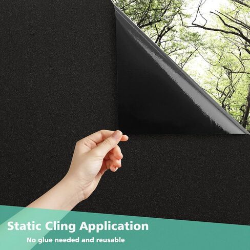 Blackout Window Film Privacy Frosted Sun Blocking Black Window Cover Room Darkening Window Tint for Home Static Cling 100% Light Blocking 11.8 x 78.7 Inches in Saudi Arabia