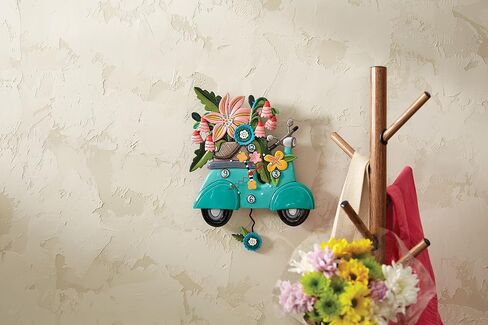 Enesco Allen Designs Scoot-in Through Life Scooter مع ساعة حائط بندول منحوتة على شكل زهور، 12 بوصة، متعددة الألوان in Kuwait