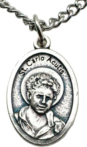 Westmon Works Carlo Acutis Medal Set New Teenage Saint of the Internet Italian Metal Pendant on a Stainless Steel Chain with Holy Card in Saudi Arabia