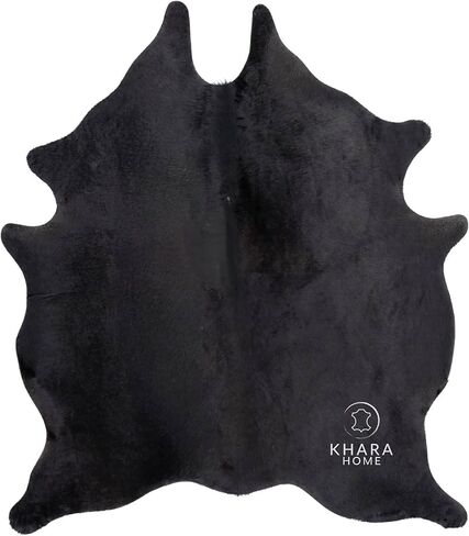 سجادة Khara Home Premium من جلد البقر الأصلي بنسبة 100% (4-5 أقدام) سجادة من الجلد الأسود الصلب منتقاة يدويًا، مريحة وفريدة ومتينة - من الأرجنتين in Saudi Arabia