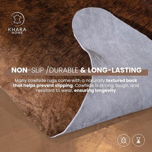 سجادة Khara Home Premium من جلد البقر الأصلي بنسبة 100% (4-5 أقدام) سجادة من الجلد الأسود الصلب منتقاة يدويًا، مريحة وفريدة ومتينة - من الأرجنتين in Saudi Arabia