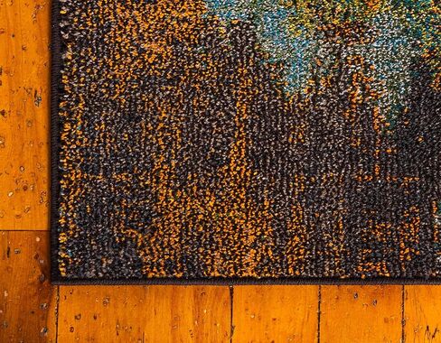 مجموعة Loom Jardin الفريدة من نوعها، سجادة منطقة ملونة ونابضة بالحياة ومجردة بألوان مائية (9' 0 × 12' 0 مستطيلة، متعددة/برتقالية) in Saudi Arabia