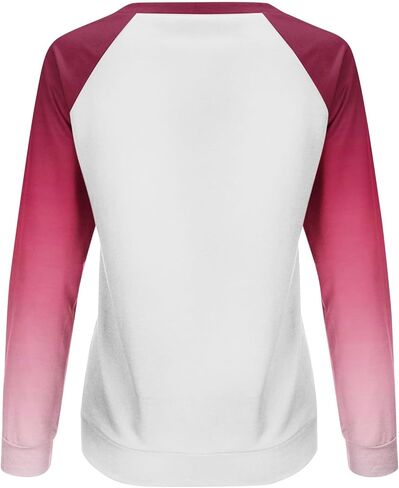 SCRRMZO Women's Valentine's Day Sweatshirt Raglan Sleeve Pink Heart Graphic Casual Pullover Tops in Saudi Arabia