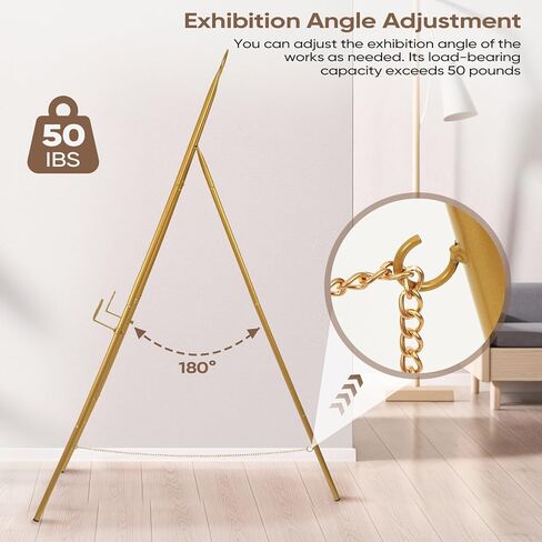 حامل حامل ذهبي من dakewang مقاس 58 بوصة للعلامة - حامل عرض حامل معدني شديد التحمل لعلامات الترحيب، وحفلات الزفاف، والفن، والحفلات، والمرآة، والملصقات، والصور، واللوحات، وديكور الأرضية. in Kuwait