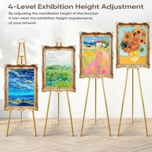 حامل حامل ذهبي من dakewang مقاس 58 بوصة للعلامة - حامل عرض حامل معدني شديد التحمل لعلامات الترحيب، وحفلات الزفاف، والفن، والحفلات، والمرآة، والملصقات، والصور، واللوحات، وديكور الأرضية. in Kuwait