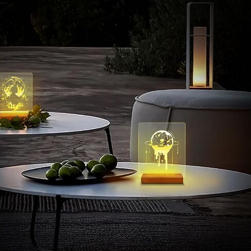 Aepiraza 4.33" Rectangle Wooden Led Lights Display Base, Brown Wooden Rectangle Light Base Warm Light Display Base with USB Cable for Crystal Glass Resin Art Display (2Pcs) in Saudi Arabia