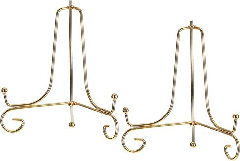 Plate Stand for Display, 4 Inch 2Pcs Iron Decorative Plate Holder Metal Easel Folding Display Stand for Photo Picture Frame, Gold in Saudi Arabia