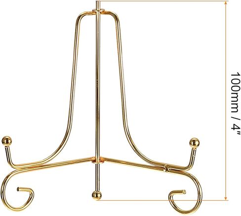 Plate Stand for Display, 4 Inch 2Pcs Iron Decorative Plate Holder Metal Easel Folding Display Stand for Photo Picture Frame, Gold in Saudi Arabia
