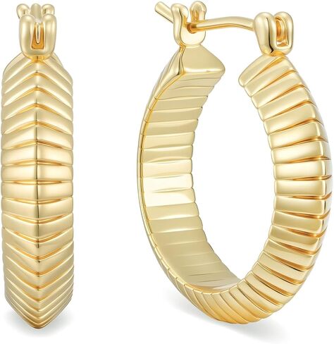 أقراط دائرية مطلية بالذهب عيار 14 قيراط للنساء أقراط عصرية مطلية بالذهب أقراط دائرية مكتنزة على شكل عظمة الأفعى أقراط ذهبية سميكة مجوهرات فريدة للنساء في كل مناسبة 22 مم in Kuwait