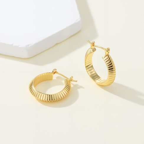 أقراط دائرية مطلية بالذهب عيار 14 قيراط للنساء أقراط عصرية مطلية بالذهب أقراط دائرية مكتنزة على شكل عظمة الأفعى أقراط ذهبية سميكة مجوهرات فريدة للنساء في كل مناسبة 22 مم in Kuwait