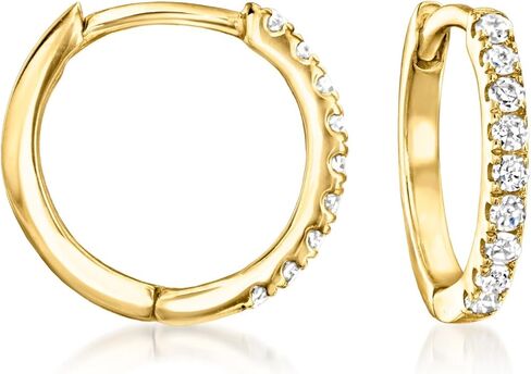 Pure Collection by Ross-Simons 0.15 ct. t.w. Diamond Charm-Compatible Huggie Hoop Earrings in 14kt Yellow Gold in Saudi Arabia