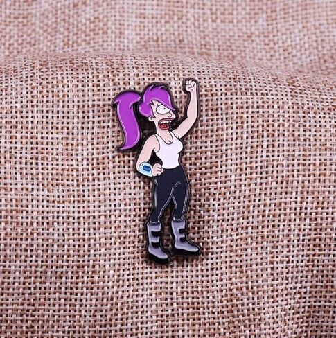 Futurama Leela Shakes Shaking Fist Raised Pump Animated Comedy TV Show 1.7" Enamel Pin Badge in Saudi Arabia