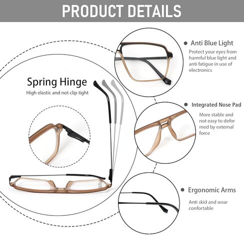 DXYXYO 3 Pack Aviator Reading Glasses for Men with Spring Hinges, Big Double Bridge Blue Light Blocking Computer Readers in Saudi Arabia