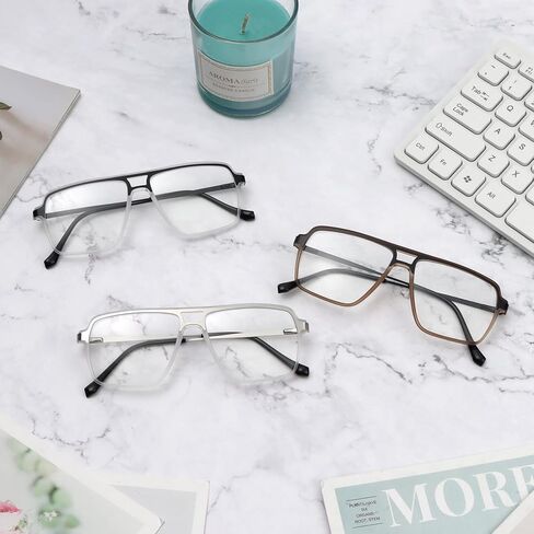 DXYXYO 3 Pack Aviator Reading Glasses for Men with Spring Hinges, Big Double Bridge Blue Light Blocking Computer Readers in Saudi Arabia