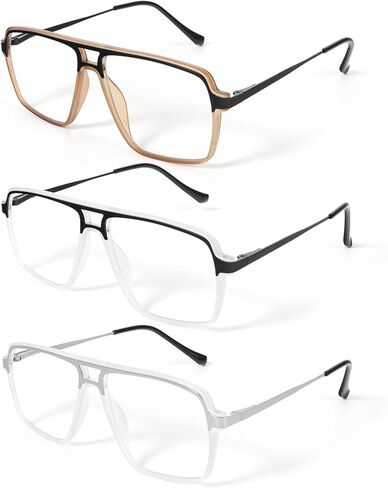DXYXYO 3 Pack Aviator Reading Glasses for Men with Spring Hinges, Big Double Bridge Blue Light Blocking Computer Readers in Saudi Arabia