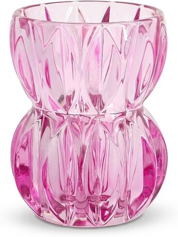 Colorful Crystal Glass Vase 6.9 inch Tall - Unique Textured Vase for Fresh Flowers & Hydroponic Plants, Modern Decorative Centerpiece for Dining Table, Coffee Table & Home Décor in Saudi Arabia