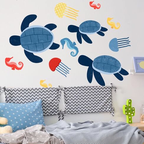 Ocean Wall Decals, Under The Sea Animals Wall Stickers, Waterproof Peel and Stick Removable Ocean, for Baby Nursery Boy Girls Room Bedroom Bathroom Playroom Classroom Decor. (Sea Life Wall Decor) in Saudi Arabia
