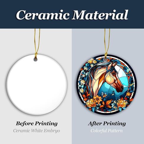 Horse Christmas Ornament 2025 | Horse Stained Glass Ornament, Elegant Ceramic Horse Lover Gift - Girl Love Horse, Farmhouse Rustic Western Home Décor Keepsake (Floral Horse) in Saudi Arabia