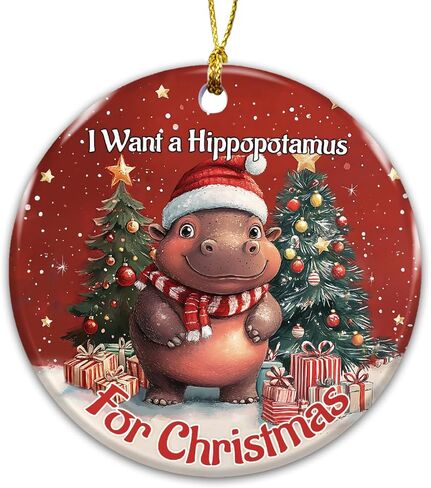 Hippopotamus for Christmas Ornament 2025, Cute Hippo Ornament – Animal Gifts, Christmas Funny Gifts for Men Women Animal Lovers, Hippo Themed Tree Decorations in Saudi Arabia
