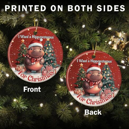 Hippopotamus for Christmas Ornament 2025, Cute Hippo Ornament – Animal Gifts, Christmas Funny Gifts for Men Women Animal Lovers, Hippo Themed Tree Decorations in Saudi Arabia