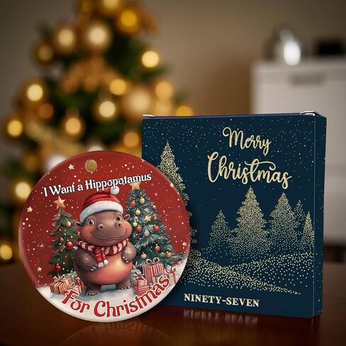 Hippopotamus for Christmas Ornament 2025, Cute Hippo Ornament – Animal Gifts, Christmas Funny Gifts for Men Women Animal Lovers, Hippo Themed Tree Decorations in Saudi Arabia