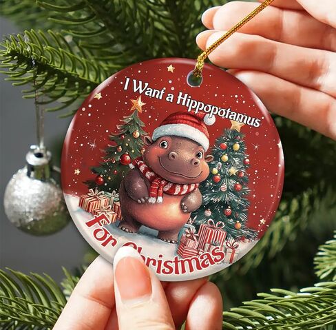 Hippopotamus for Christmas Ornament 2025, Cute Hippo Ornament – Animal Gifts, Christmas Funny Gifts for Men Women Animal Lovers, Hippo Themed Tree Decorations in Saudi Arabia